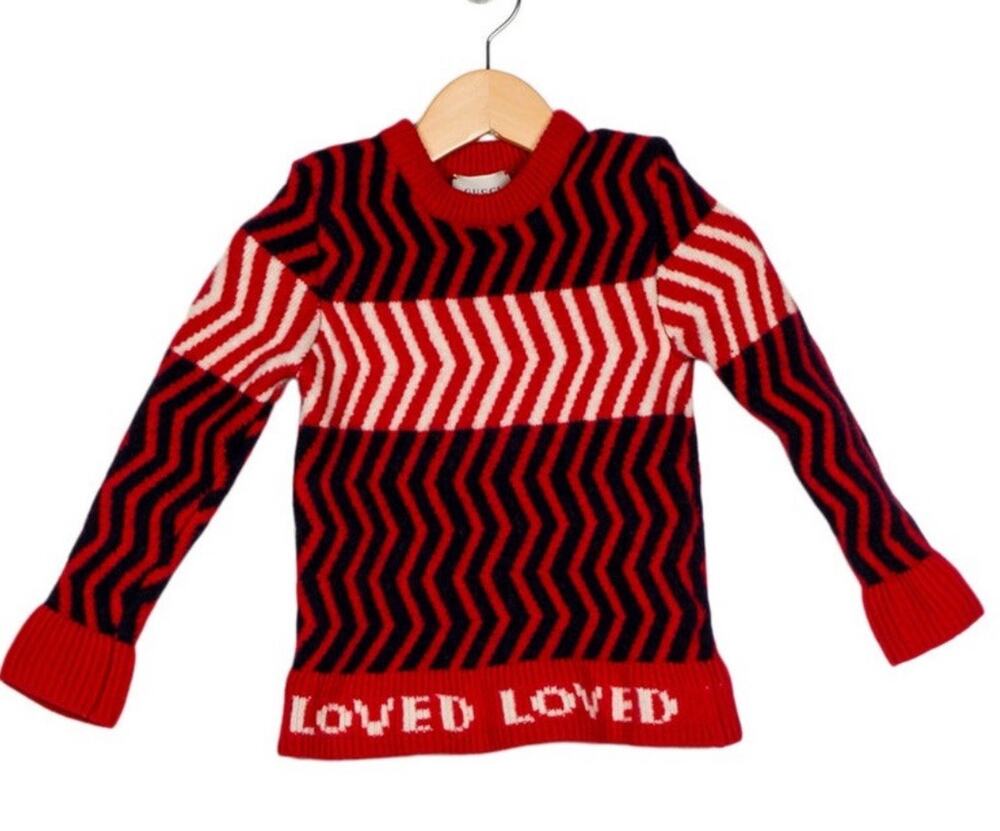 Burberry Unisex Girls Boys Red Printed Sweater 100% Wool Size 6 EXCELLENT COND